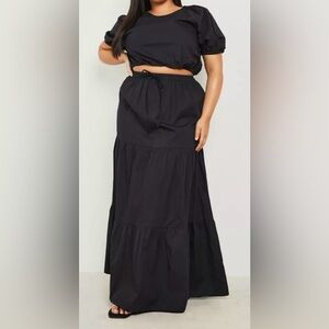 Plus Poplin Maxi Skirt Two-Piece